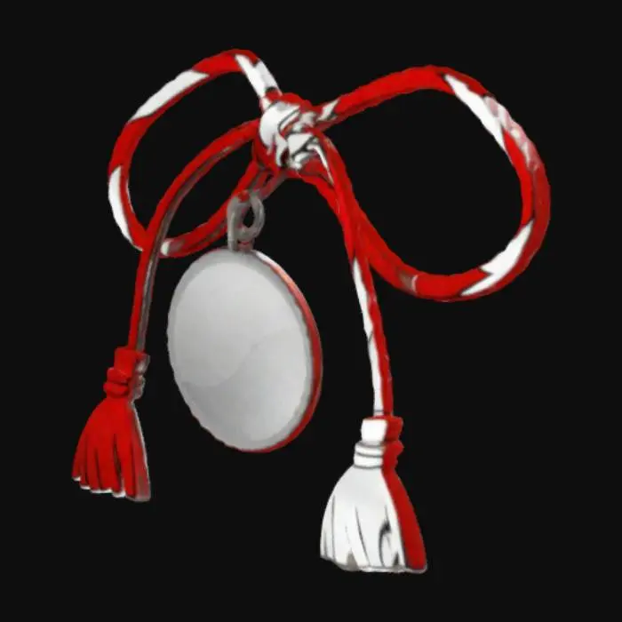 3D model for Red and White Twisted Cord with Medal