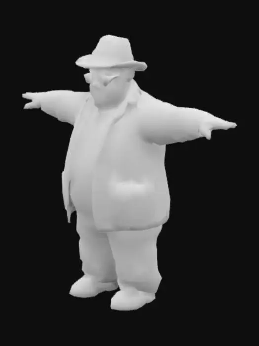 3D model for Preciso de um modelo 3d para um jogo que estou criando, por favor siga o modelo de arte da minha geração passada. Mas agora gere um modelo baseado no rapper Notorius B.I.G. Preciso que seja gerado em T-pose