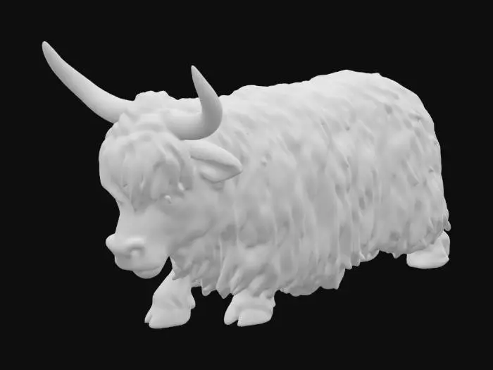 3D model for Highland cow with shaggy hair