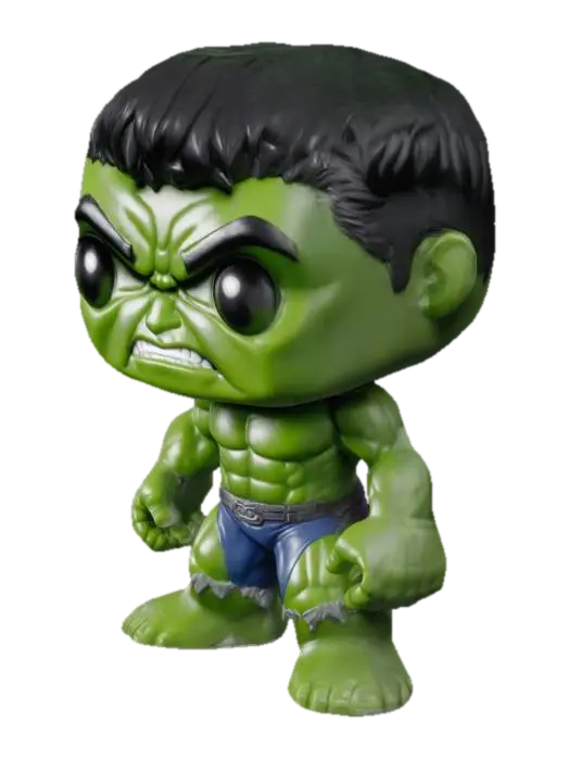 Funko pop hulk, highly detailed 3D model, vytvořený pomocí AI