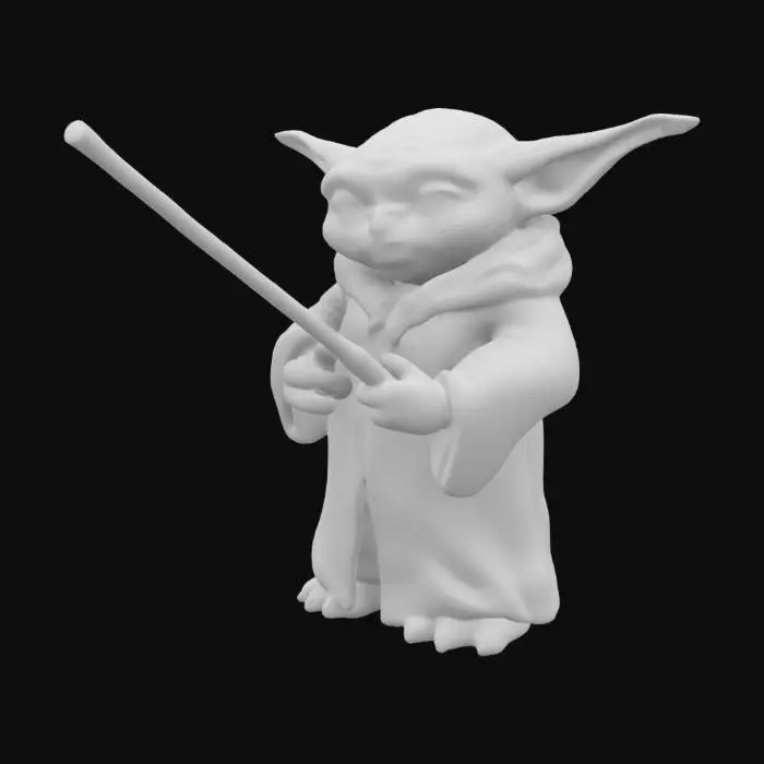 3D model for Detailed Star Wars Yoda holding Lightsaber