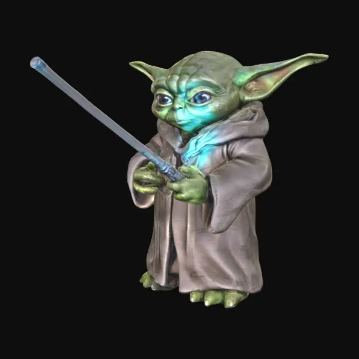 3D model for Detailed Star Wars Yoda holding Lightsaber