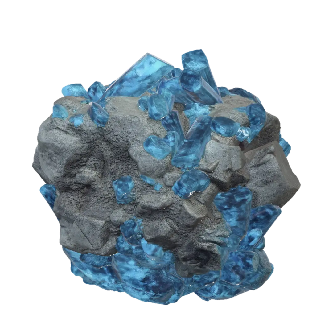 Turquoise Crystal Cluster on Rusty Matrix 3D model, vytvořený pomocí AI