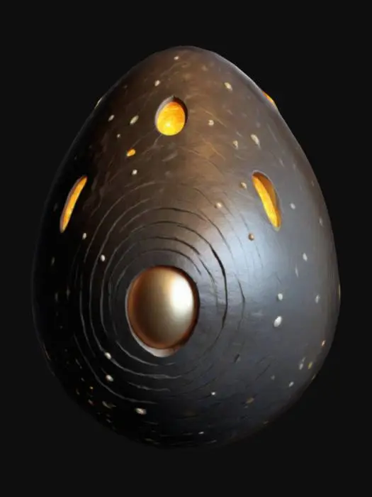 3D model for Space Meteor Egg, stylized, with slight craters formed on the shell, handpainted, wow style
