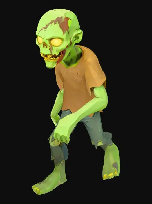 3D model for Zombie Awakening, low poly stylized