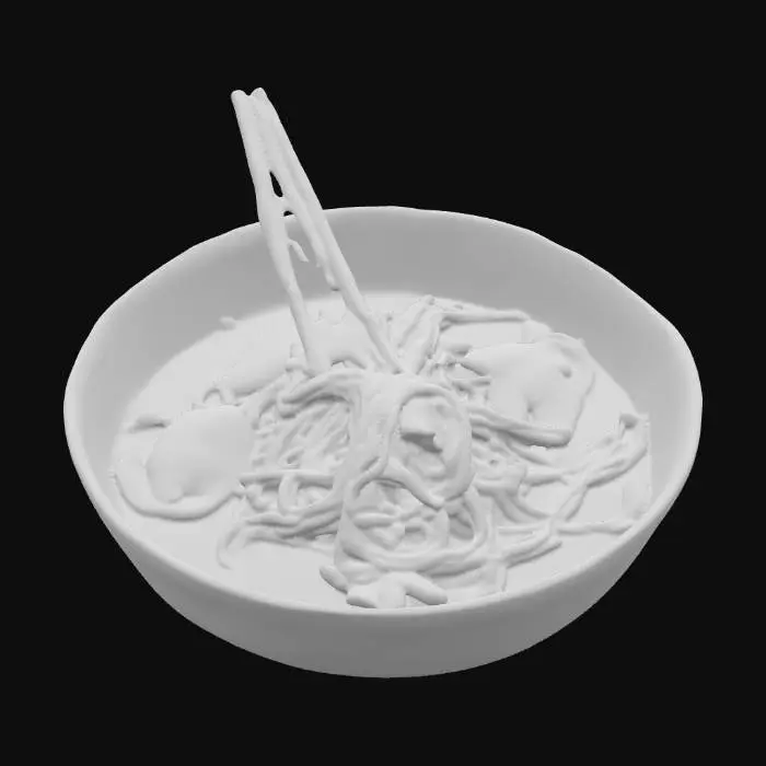 3D model for 一碗香喷喷的面条，碗里还有筷子