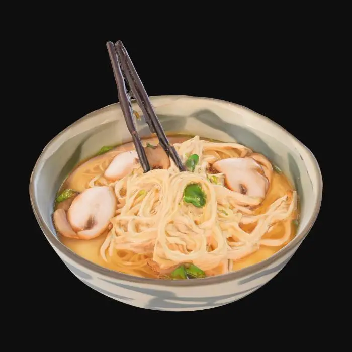 3D model for 一碗香喷喷的面条，碗里还有筷子