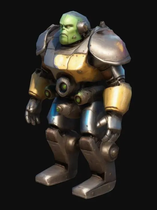 3D model for golem, stone blocks straight, has extruded lines pattern, in center of body has core, fortnite, full body, mechanical magic elements