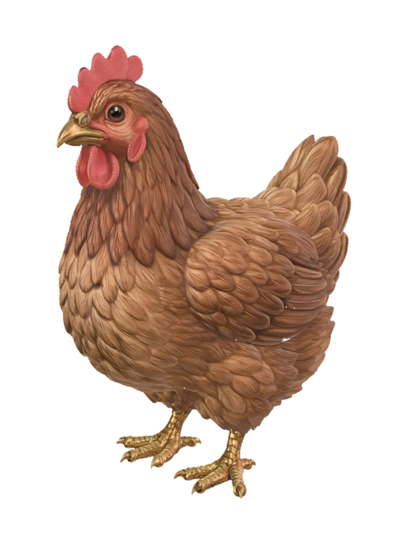 Amber Feathered Hen 3D model, vytvořený pomocí AI