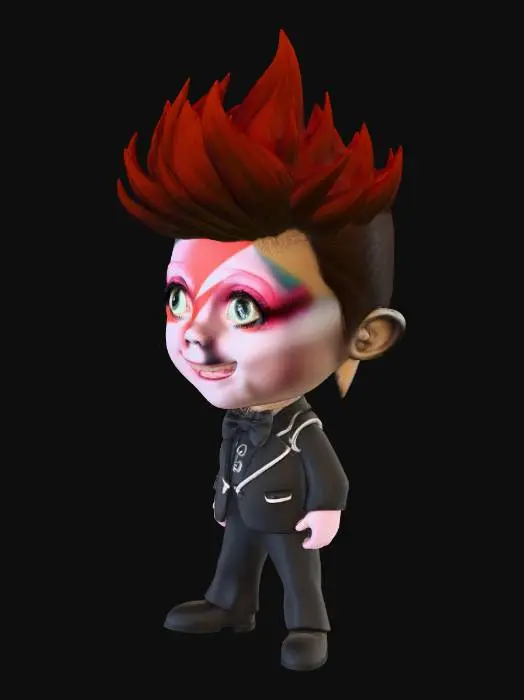 3D model for a cute david bowiecharacher pixar figure for 3d printing