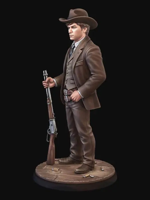 3D model for Cowboy with Rifle