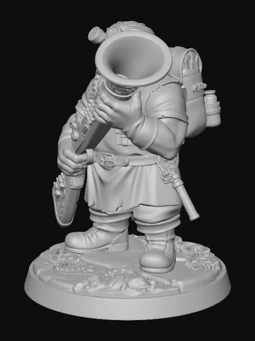 3D model for Steampunk Dwarf with Ornate Horn