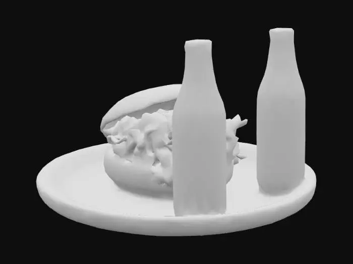 3D model for un pan con chicharrón estilo peruano con 1 gaseosa amarilla