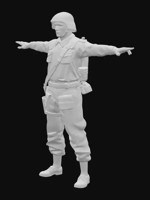 3D model for soldado de segunda guerra mundial en pose A/T