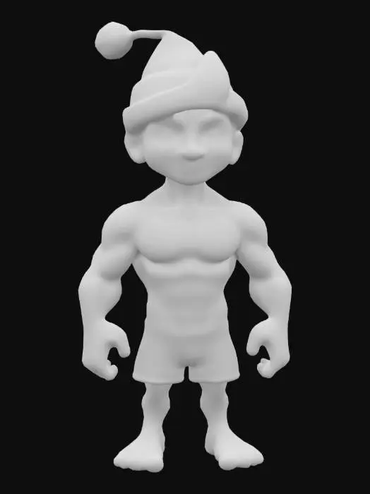 3D model for muscle guy jack frost, with christmas hat, with black short, super snowman pixars style , #ChristmasAdventure#
