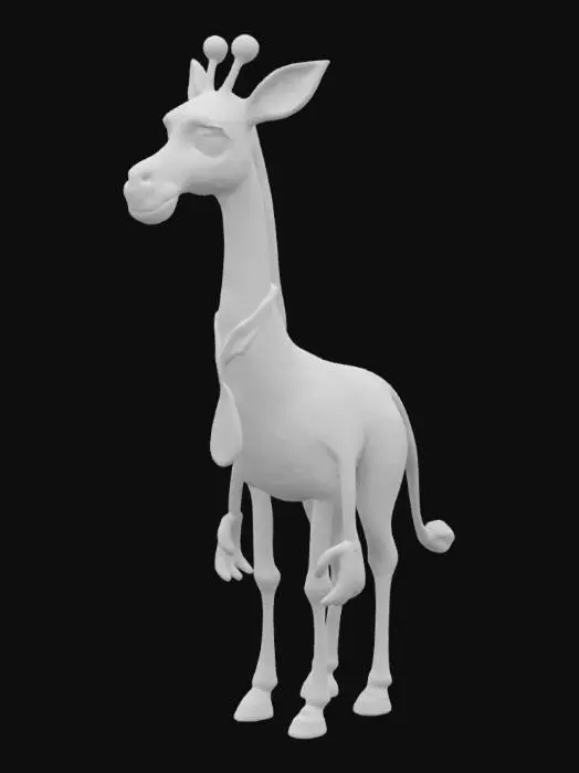 3D model for a humanoid giraffe standing on its two legs wearing a red tie that is tied to his neck 