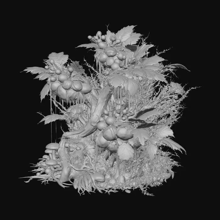 3D model for Verdant Orbs on a Gnarled Tree
