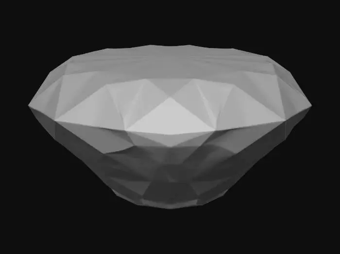3D model for stylized low poly pink gemstone. Polished texture. In neutral studio lighting