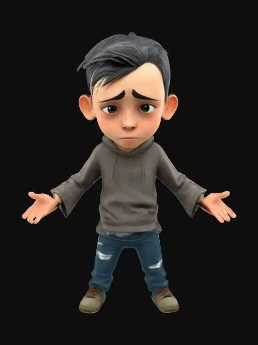 3D model for Confused Kid Character