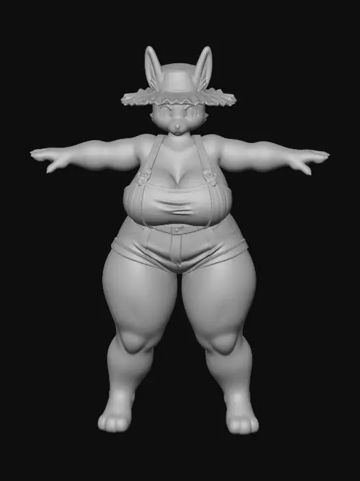 3D model for Bunny Farmer in Overalls