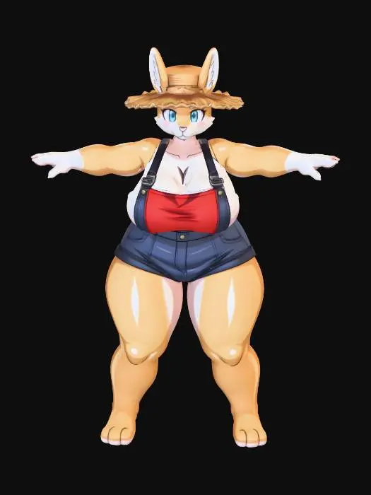 3D model for Bunny Farmer in Overalls