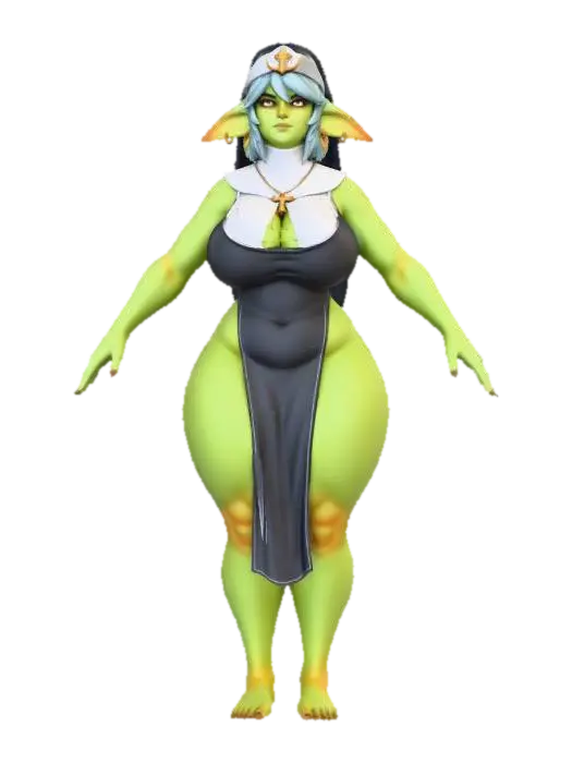 Goblin - Nun 3D model, vytvořený pomocí AI