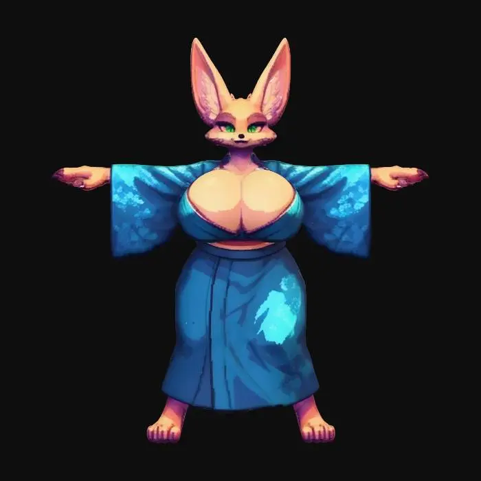 3D model for Azure Kimono Cat
