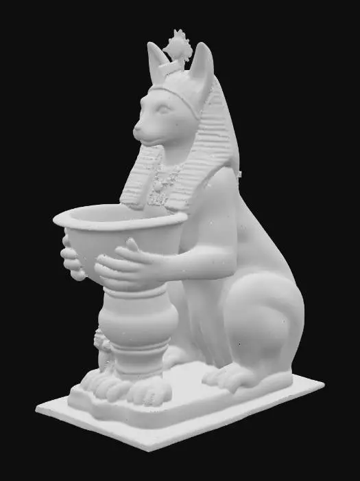 3D model for Sphinx cat statue with empty large flower pot