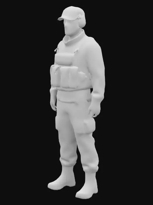 3D model for solider with no weapon in green tactical military gear, stand in  A Pose