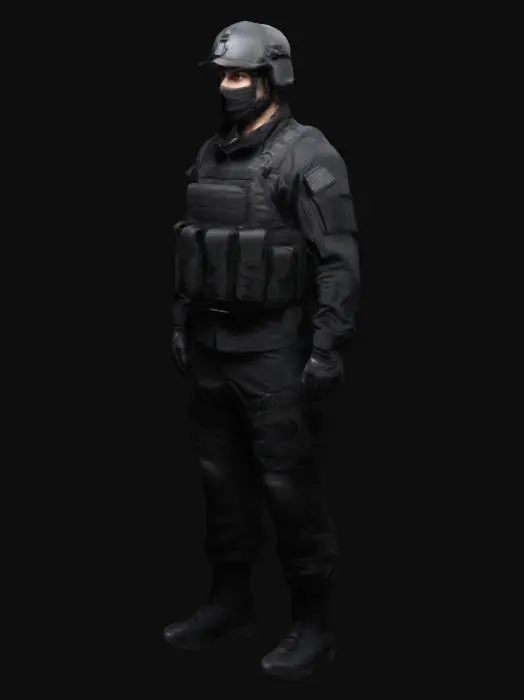 3D model for solider with no weapon in green tactical military gear, stand in  A Pose