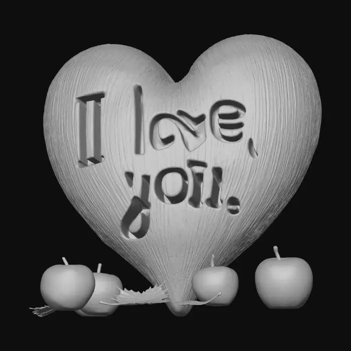 3D model for #Thanksgiving#, big heart write: "I love you."