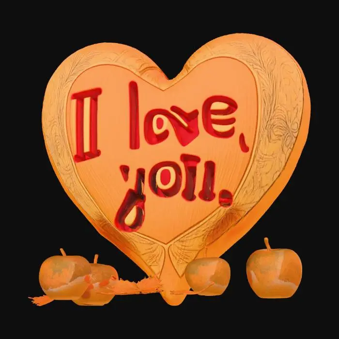 3D model for #Thanksgiving#, big heart write: "I love you."