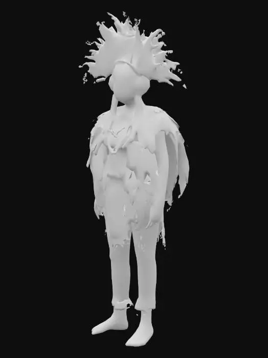 3D model for Een Zuid Amerikaanse sjamaan gekleed in bladeren met een kleurrijk masker die een headphones draagt