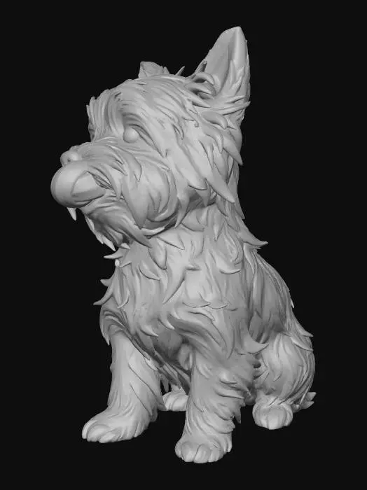 3D model for a happy Yorkshire Terrier sitting on the floor with tongue sticking out and curling upwards in pure joy, expressive happy face, hybrid comic-manga style (bold comic outlines + manga expressions), aquarela suave texture, pastel palette, dynamic composition, soft cel shading, (masterpiece:1.3), (best quality:1.2), comic panel layout
Negative: metallic, realistic, 3D, blurry, lowres, oversaturated