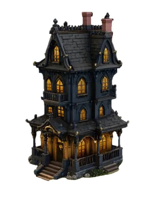 Haunted Victorian Manor 由 Heg33 — 使用 Meshy AI 3D 生成器製作，免費下載 FBX OBJ GLB STL