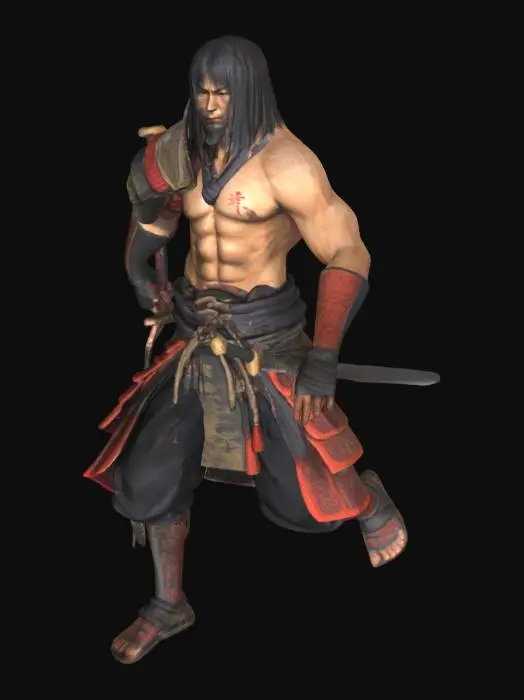 3D model for Generate me a t-posing samurai character, similar to sekiro