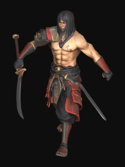 3D model for Generate me a t-posing samurai character, similar to sekiro