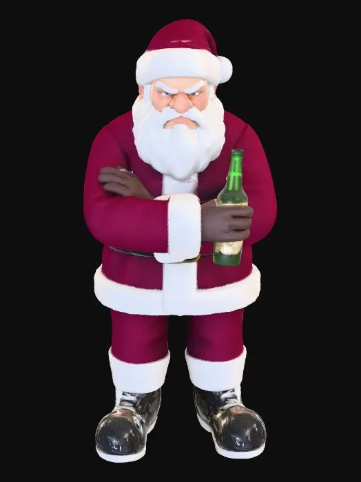 3D model for Angry santa with a beer bottle