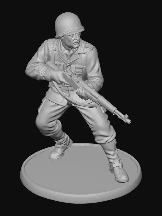 3D model for A ww2 soldier on a stand like a plastic soldier, detailed