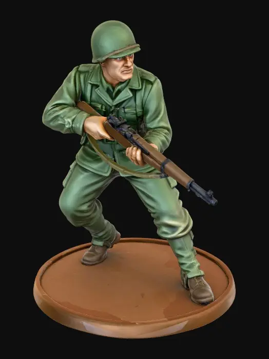 3D model for A ww2 soldier on a stand like a plastic soldier, detailed