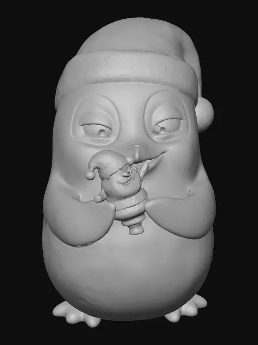 3D model for A christmas penguin eating santa