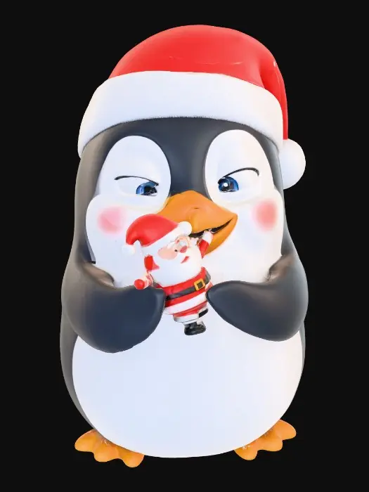 3D model for A christmas penguin eating santa