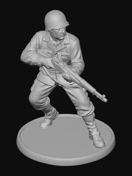 3D model for A ww2 soldier on a stand like a plastic soldier, detailed