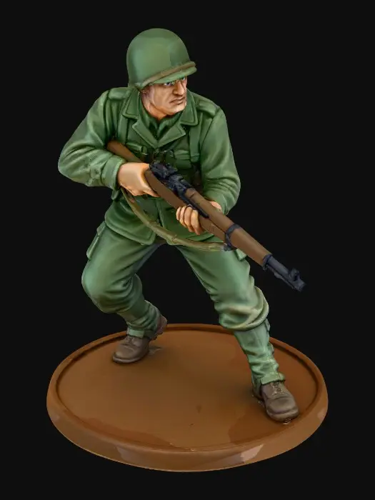 3D model for A ww2 soldier on a stand like a plastic soldier, detailed