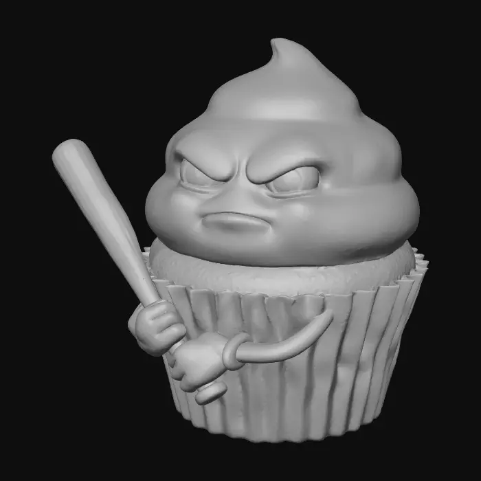 3D model for A angry cupcake holding a baseball bat