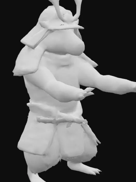 3D model for Un capibara samurai con katana