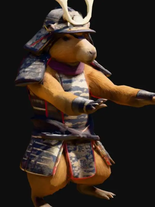 3D model for Un capibara samurai con katana