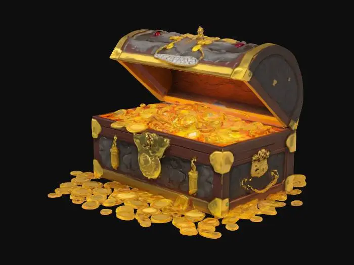 3D model for schatztruhe voll mit gold und schmuck