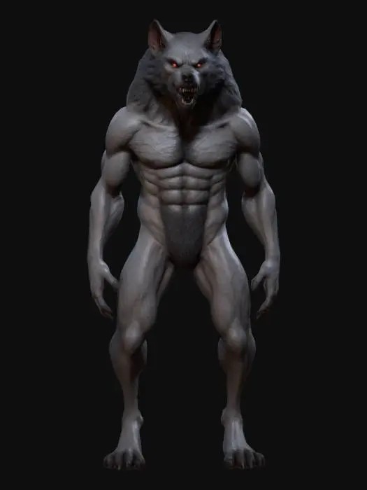 3D model for werewolf , Game Assets, Highly Detailed, Ultra Realistic, Symmetrical Body, A-pose, Full Body, ARMS AWAY FROM THE BODY , 180 cm tall, bold , detailed face , no hair , no fur , LOL , game , no gun , no gun holder , no belt , no coat , league of legend , Underworld: Rise of the Lycans , skin only , long ears ,no face hair , no face fur