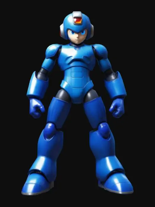 3D model for Megaman , mega man , Game Assets, Highly Detailed, Ultra Realistic, Symmetrical Body, A-pose, Full Body, ARMS AWAY FROM THE BODY , 180 cm tall, bold , detailed face , no hair , no fur , LOL , game , no gun , no gun holder , no belt , no coat , skin only ,no face hair , no face fur